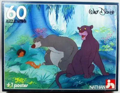 Le Livre de la Jungle - Puzzle 60 pi�ces \ Chut! Mowgli dort\  -  Nathan 1988 (ref.555205)