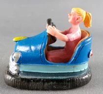 Lemax Crazy Cars Auto Tamponneuse Bleue Conducteur Fille 5cm R&eacute;sine