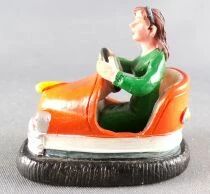 Lemax Crazy Cars Auto Tamponneuse Orange Conducteur Femme 5cm R&eacute;sine