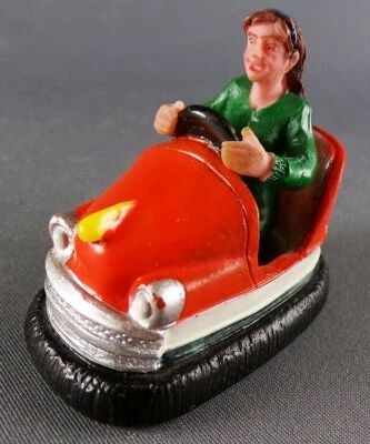 Lemax Crazy Cars Orange Bumper Car Woman Driver 5cm 2\  Resin