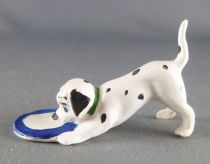 Les 101 dalmatiens - Figurine Jim - Chiot avec la tête dans sa gamelle collier vert