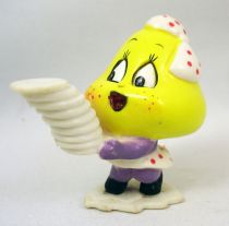 Les Champignoux - Figurine PVC Michel Oks 1984 - Champignou avec assiettes