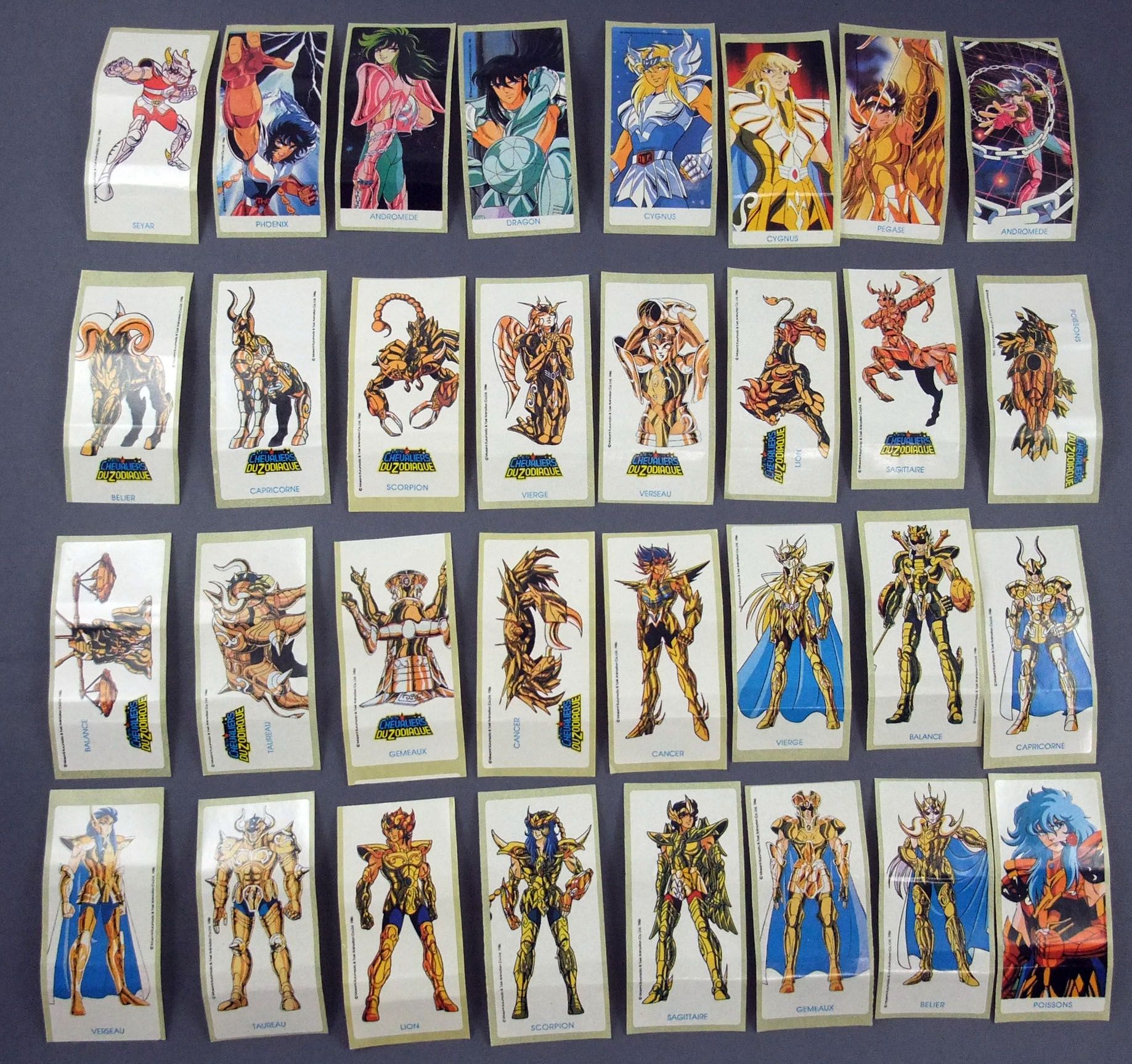 Saint Seiya Les Chevaliers du Zodiaque - Set complet de 32 stickers de  chewing-gums - May Bonneuil France 1988