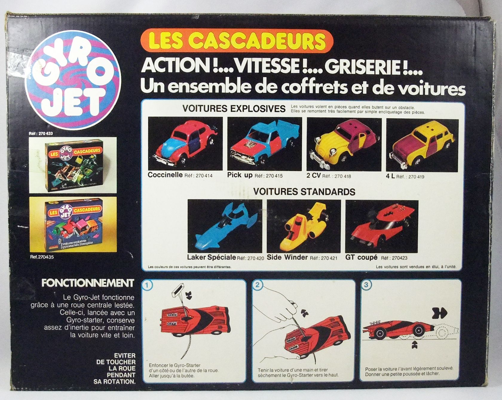 GYROJET LES CASCADEURS coffret complet de 4 voitures , 2 COX , 2 PICKUP