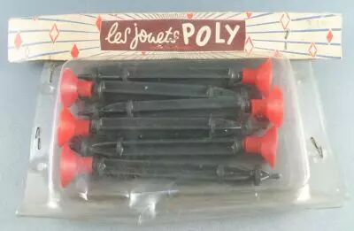 Les Jouets Poly 6 Fl�chettes Plastiques Embout Caoutchouc Rouge Neuf Blister