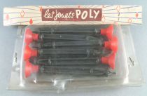 Les Jouets Poly 6 Fléchettes Plastiques Embout Caoutchouc Rouge Neuf Blister