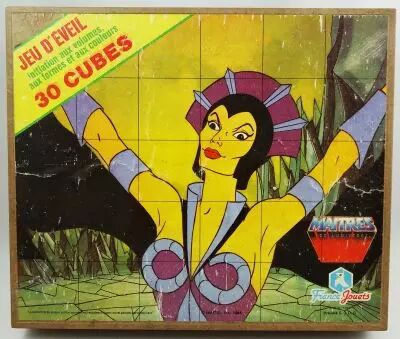 Les Maitres de l\'Univers - Jeu d\'�veil Mallette de 30 cubes illustr�s - France Jouets 1984