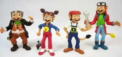 Les Minipouss - S�rie des 4 figurines PVC Comics Spain : Tom, Lucie, Charlie, Grand Pa Mini