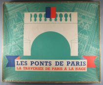 Les Ponts de Paris - La Traversée de Paris à la Nage - Board Game - Rare 30\'s/40\'s Very Good