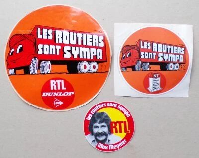 Les Routiers sont Sympa - Lot de 3 Autocollants Vintage RTL Max Meynier