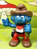 Les Schtroumpfs - Schleich - 20122 Schtroumpf cowboy (lasso ocre) Made in Portugal