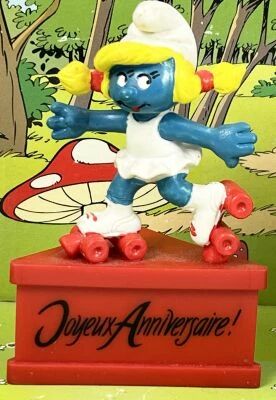 Les Schtroumpfs - Schleich - 20126 Schtroumpfette en patin � roulette (socle rouge)