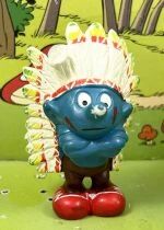 Les Schtroumpfs - Schleich - 20144 Schtroumpf chef indien (mocassins rouges / peintures face rouges)