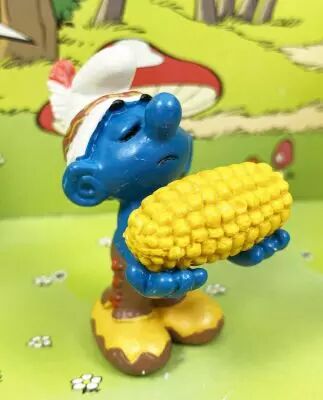 Les Schtroumpfs - Schleich - 20197 Schtroumpf indien avec �pie de ma�s (Made in Portugal)