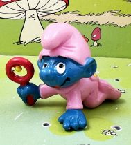 Les Schtroumpfs - Schleich - 20202 Bébé Schtroumpf rose rampant avec hochet