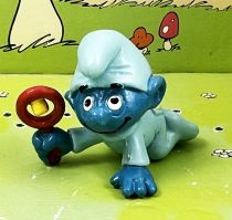 Les Schtroumpfs - Schleich - 20203 Bébé Schtroumpf bleu rampant avec hochet