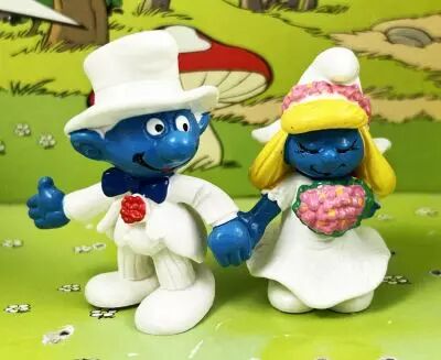 Les Schtroumpfs - Schleich - 20412 & 20413 Schtroumpfette & Schtroumpf en mari�s