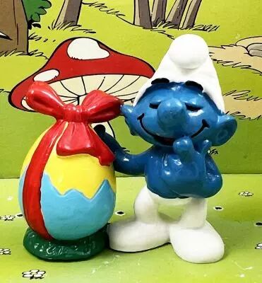 Les Schtroumpfs - Schleich - 20514 Schtroumpf de P�ques avec oeuf bleu & jaune