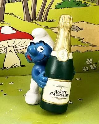 Les Schtroumpfs - Schleich - 20708 S�rie 50�me anniversaire Schtroumpf avec Champagne