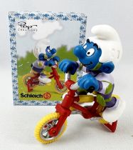 Les Schtroumpfs - Schleich - 40252 Schtroumpf avec Vélo Cross (Boite New Look)