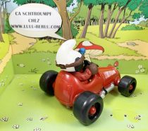 Les Schtroumpfs - Schleich - 40255 Schtroumpf avec voiture de course (rouge foncé)