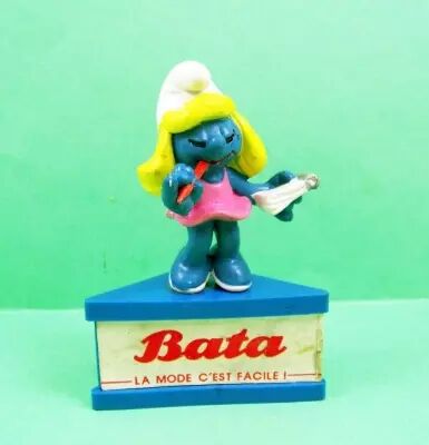 Les Schtroumpfs - Schleich - Schtroumpfette Secr�taire Publicitaire BATA (socle bleu) 01