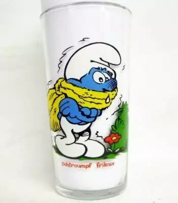 Les Schtroumpfs - Verre � moutarde Maille 1983 - Schtroumpf frileux