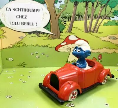 Les Schtroumpfs - Voiture m�tal Esci - Schtroumpf en voiture rouge (occasion)