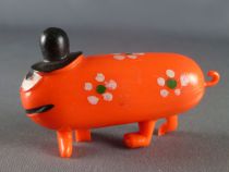 Les Shadoks - Figurine Jim - Gibi à 4 pattes orange fleurs vertes