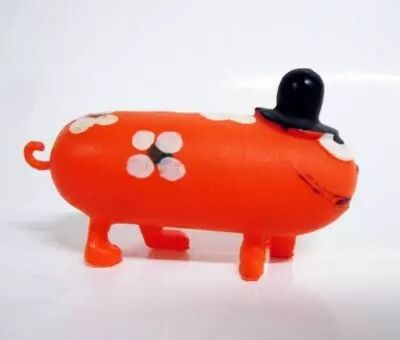 Les Shadoks - Figurine Jim - Gibi à 4 pattes orange fleurs vertes