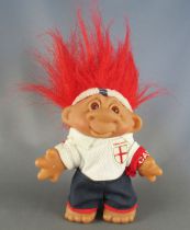 Les Trolls - Figurine Plastique 15cm (Thomas Dam) - Troll Capitaine Maillot Angleterre Cheveux Rouge