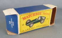 Lesney Matchbox N° 19 Aston Martin F1 Racer Green Metalised with Box