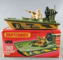 Lesney Matchbox Superfast 30 Swamp Rat Bateau Patrouille Militaire Neuf Boite