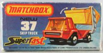 Lesney Matchbox Superfast 37 Skip Truck Camion Benne Boite Vide