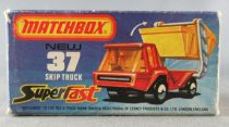 Lesney Matchbox Superfast 37 Skip Truck Camion Benne Boite Vide