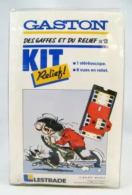 Lestrade Kit Relief (3D Vision) - Pochette 1 St�r�oscope + 2 St�r�ocartes (8 vues) - Gaston Lagaffe & Lucky Luke 01.