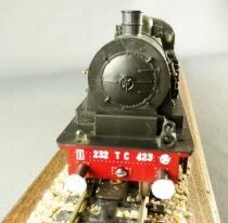 Liliput 7872 Ho Sncf Loco Vapeur 232 TC 423 Ile Napol&eacute;on Vert Noir Eclairage Proche Neuf Boite
