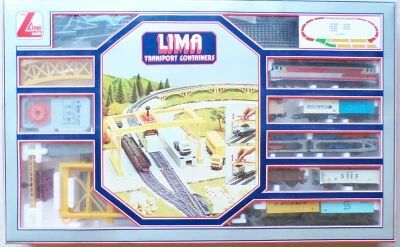 Lima 10 7003V 4 Ho Coffret Transport Containers Train Marchandises CC 72105 6 Wagons Camion 15 Rails Transfo Neuf Boite