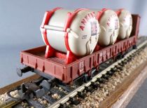Lima 2818 Ho Fs Flat Car 2 Axles with Guard\'s Cab P660 513 with 3 Anker-Bier Barrels no Box