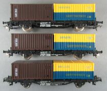 Lima 2852 Ho Db 3 Wagons Essieux Porte Containers Danzas & Cnc Tbe