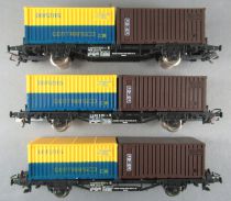 Lima 2852 Ho Db 3 Wagons Essieux Porte Containers Danzas & Cnc Tbe