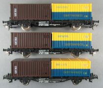 Lima 2852 Ho Db 3 x Containers Flat Wagons 2 Axles Danzas & Cnc Vg
