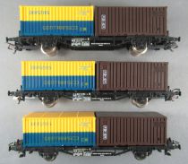 Lima 2852 Ho Db 3 x Containers Flat Wagons 2 Axles Danzas & Cnc Vg