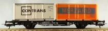 Lima 302856 Ho Db Flat Wagon 2 Axles with 2 Containers Contrans & Merzario NMIB