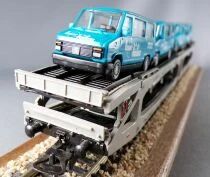 Lima 9050 Ho Fs Wagon Porte Autos Articul&eacute; Sitfa Turin 4 Opel Kadett Swissair & 4 Citro&euml;n C25 Valem
