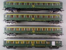 Lima 9124 9307 Ho Sncf Rame 4 Voitures Uic 3 x A9 1° Cl + 1 x A7D Mixte 1° Cl/Fourgon Eclairage sans Boite