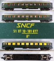 Lima 9124 9307 Ho Sncf Rame 4 Voitures Uic 3 x A9 1° Cl + 1 x A7D Mixte 1° Cl/Fourgon Eclairage sans Boite