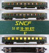 Lima 9124 9307 Ho Sncf Rame 4 Voitures Uic 3 x A9 1° Cl + 1 x A7D Mixte 1° Cl/Fourgon Eclairage sans Boite
