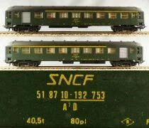 Lima vHo Sncf Passengers Train Set Loco BB 67001 Coach Uic 1st Cl/Van Gril Express Grand Confort Bridge Tracks Transfo