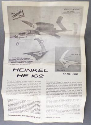 Lindberg 432:29 - Notice d\'Assemblage WW2 Luftwaffe Avion de Chasse Heinkel HE 1-� 1/72